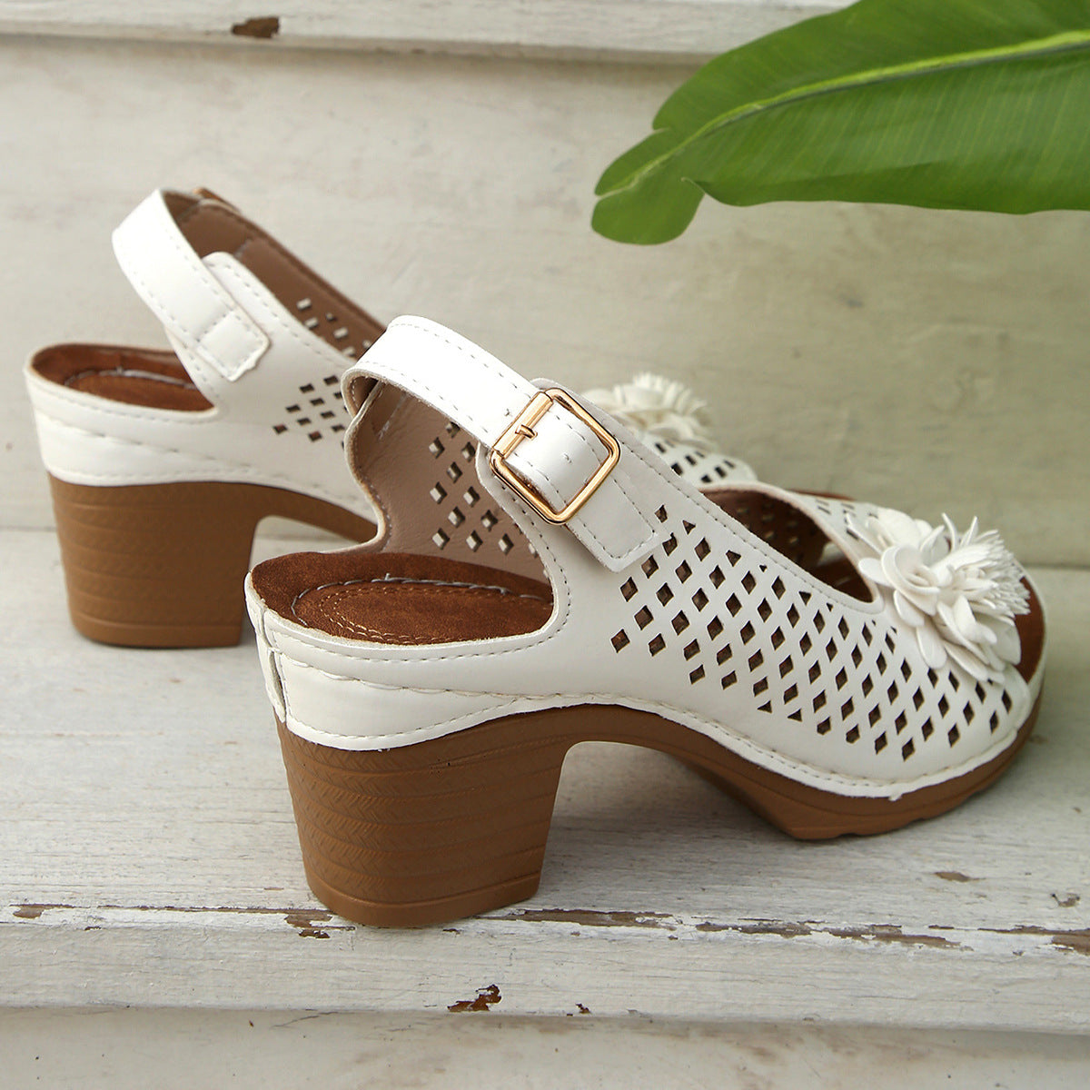 Dame Dekorative Blomster Blokhæl Sandaler Stilla