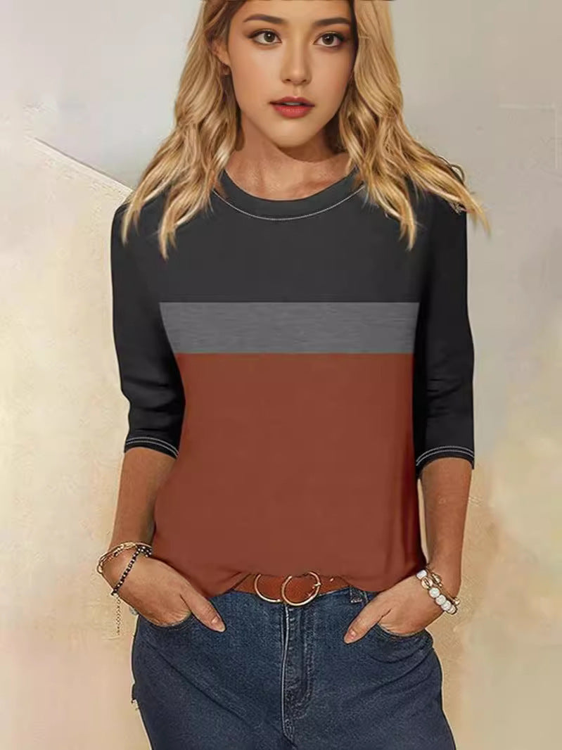 Dame afslappet langærmet skjorte med moderigtigt farveblok-design og komfortabel pasform Stiila