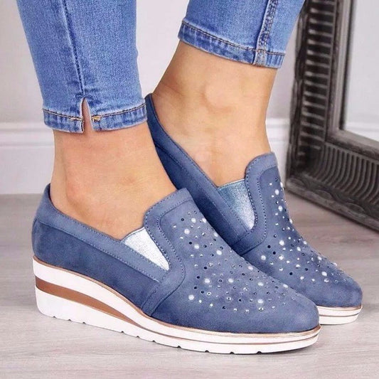 Dame Wedge-sneakers med glitrende applikationer Stilla