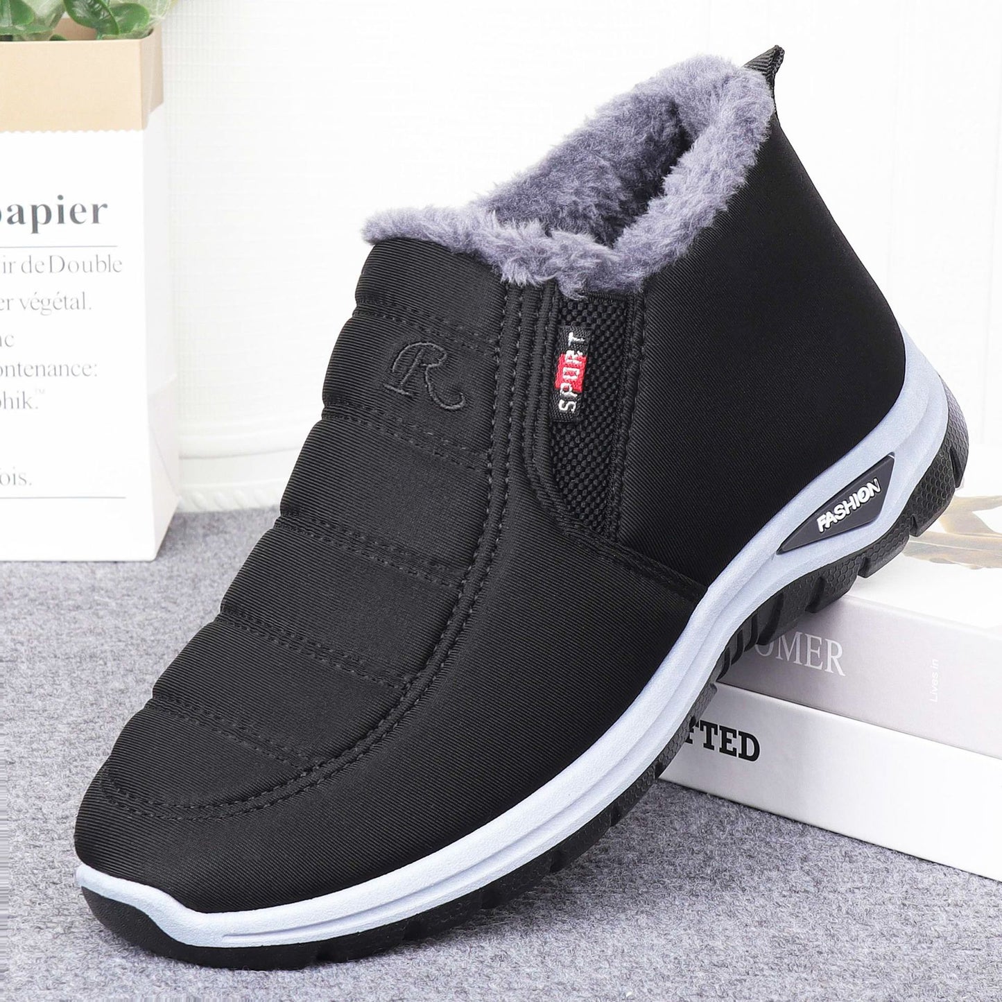 Herrer foret vinterstøvler med skridsikker sål Stilla