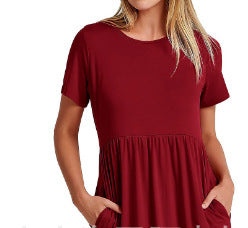 Dame afslappet maxikjole med elastisk talje og dyb flæse Stilla