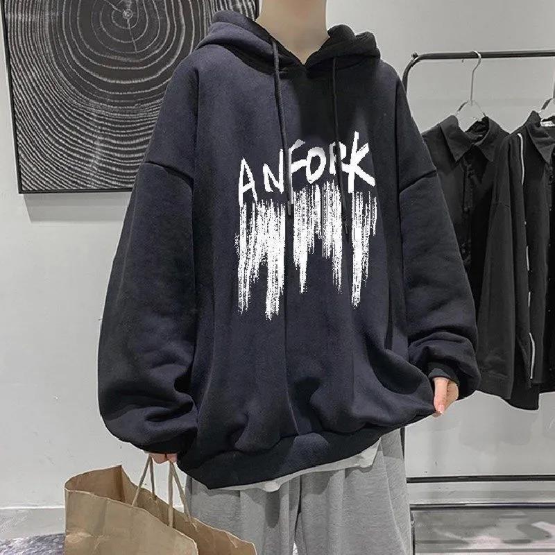Herrer afslappet oversized hoodie med kreativ grafikdesign Stilla