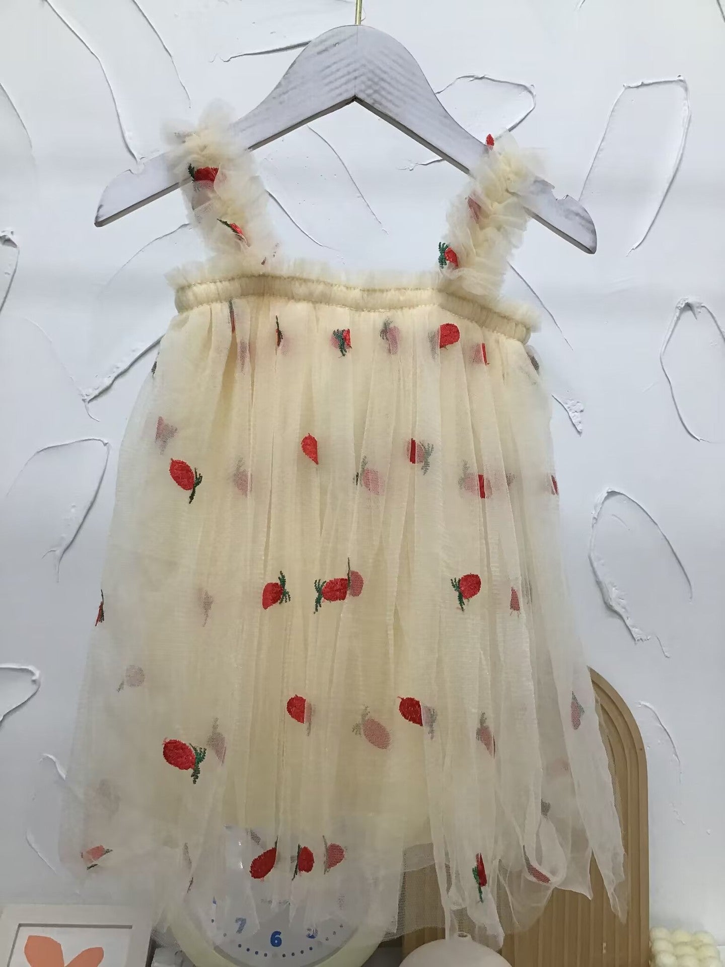 Pige Floral Broderet Tulle Sommerkjole Stilla