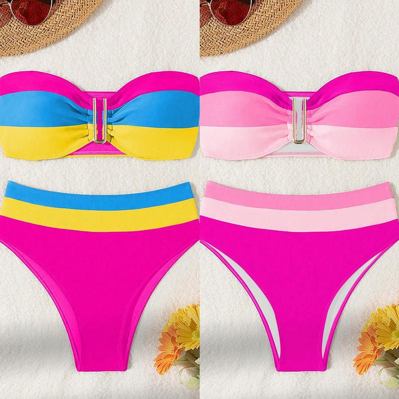 Dame Bandeau-bikini med høj skæring og mode accenter Stilla