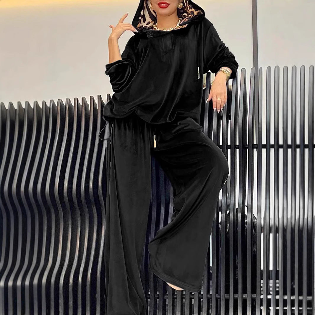 Dame elegant fritids-loungewear med hætte og bred pasform Stilla