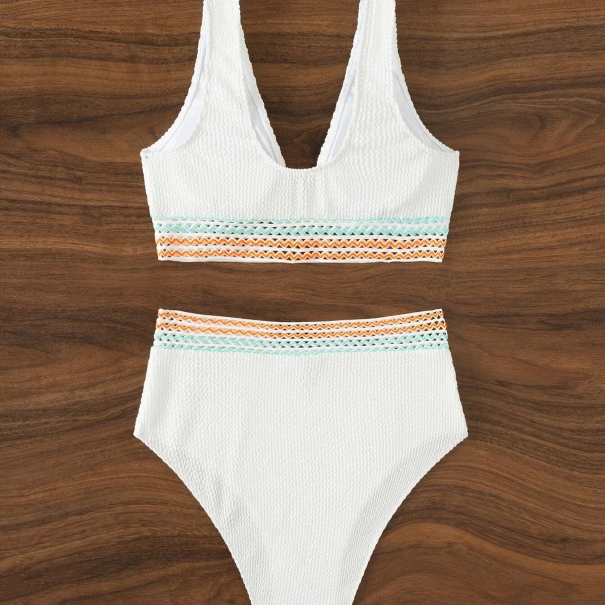 Dame Højtskåret Bikini med trendy netdetaljer Stilla