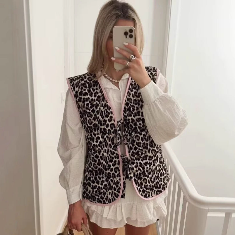 Femme quiltet ærmeløs Animal Print vest Stilla