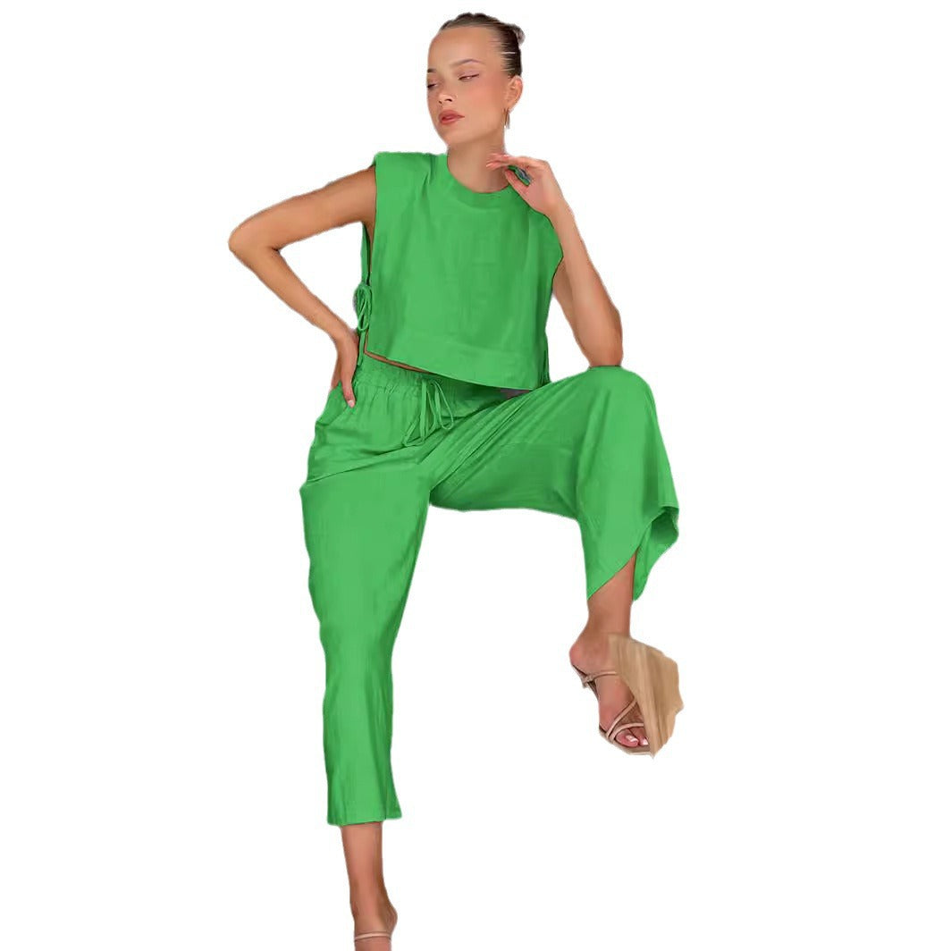 Dame afslappet crop-top med sidelukninger Stilla