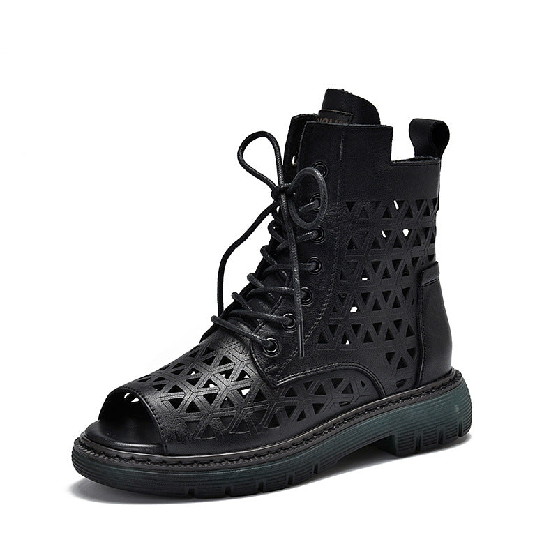 Dame Cut-Out Snøre støvler med åben tå område og innovativ gummisål Stilla