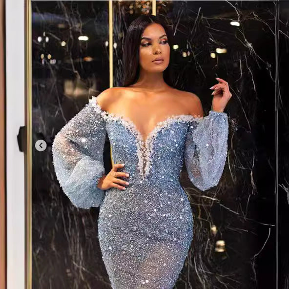 Dame Elegant aftenkjole med funklende detaljer Stilla