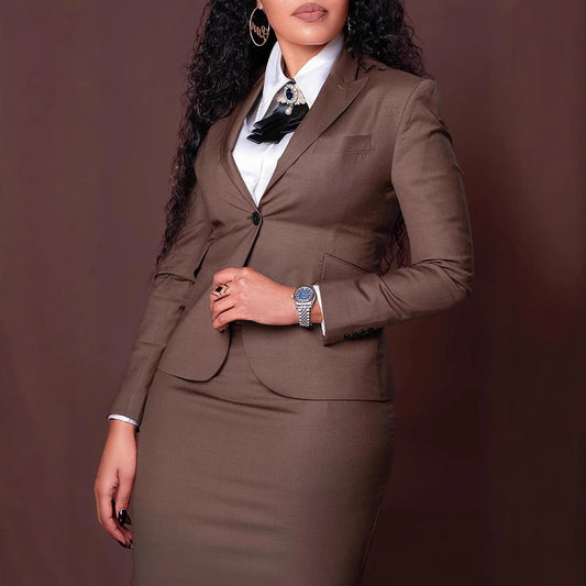 Dame Elegant Business-sæt med taljeret nederdel og blazer Stilla