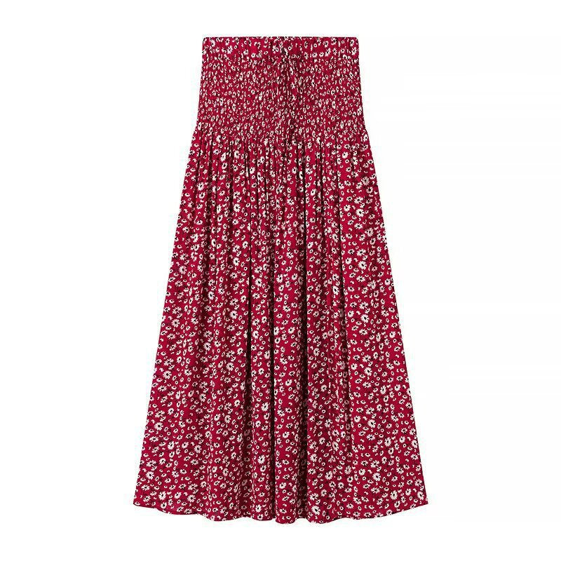 Dame Crop-top og Maxiskørt sæt med floral design Stilla