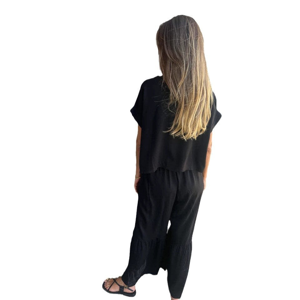 Dame løs jumpsuit med bredt ben og elastisk talje Stilla