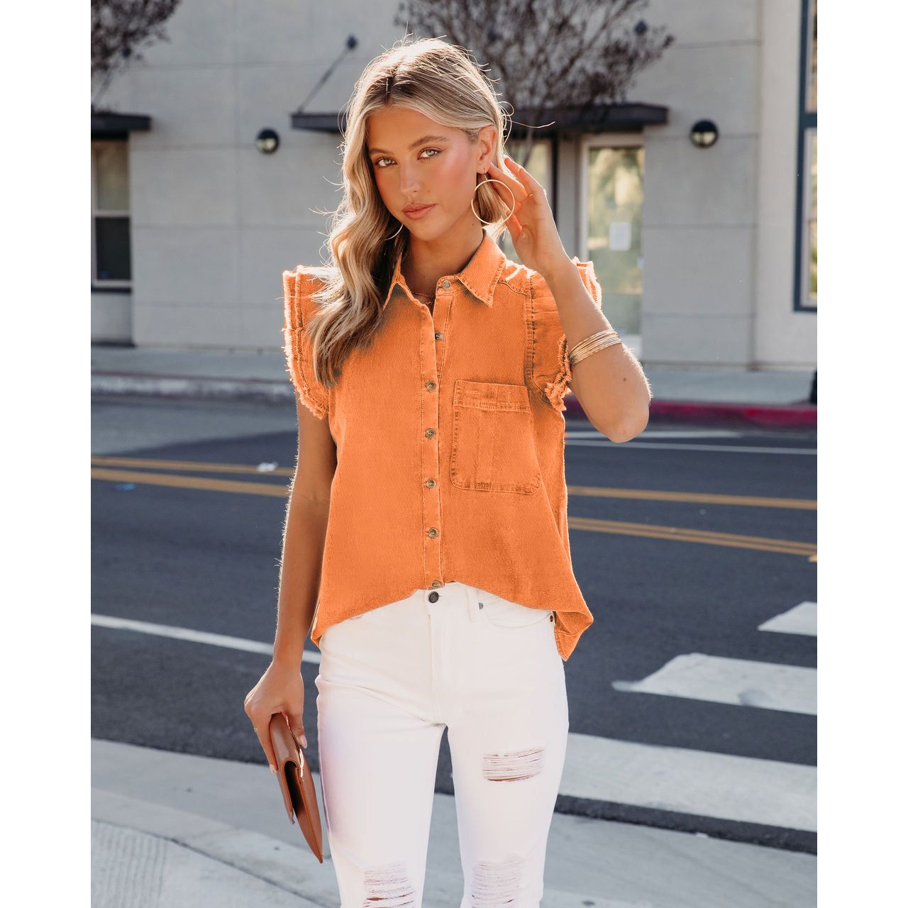 Stilla | Revnet Denim Casual Skjortejakke