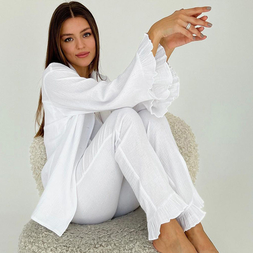 Dame afslappende loungewear-sæt med løstsiddende top og komfortable bukser Stilla