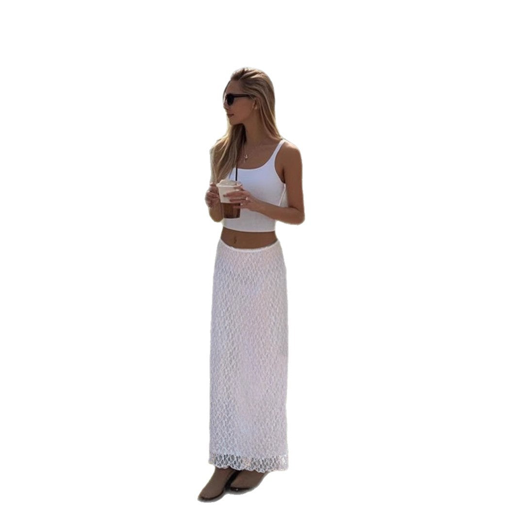 Dame Elegant Hæklet Nederdel med Høj Talje Stilla