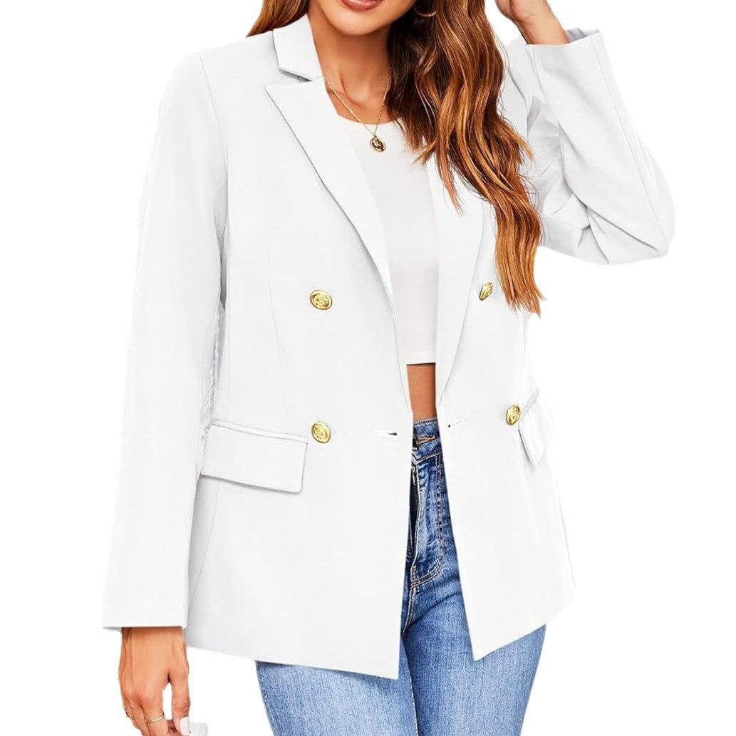 Dame elegant blazer med dobbelt knaplukning og struktureret snit Stilla