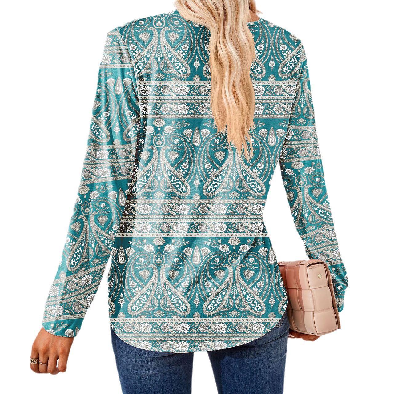 Dame Elegant blomsteret bluse med lange ærmer Stilla