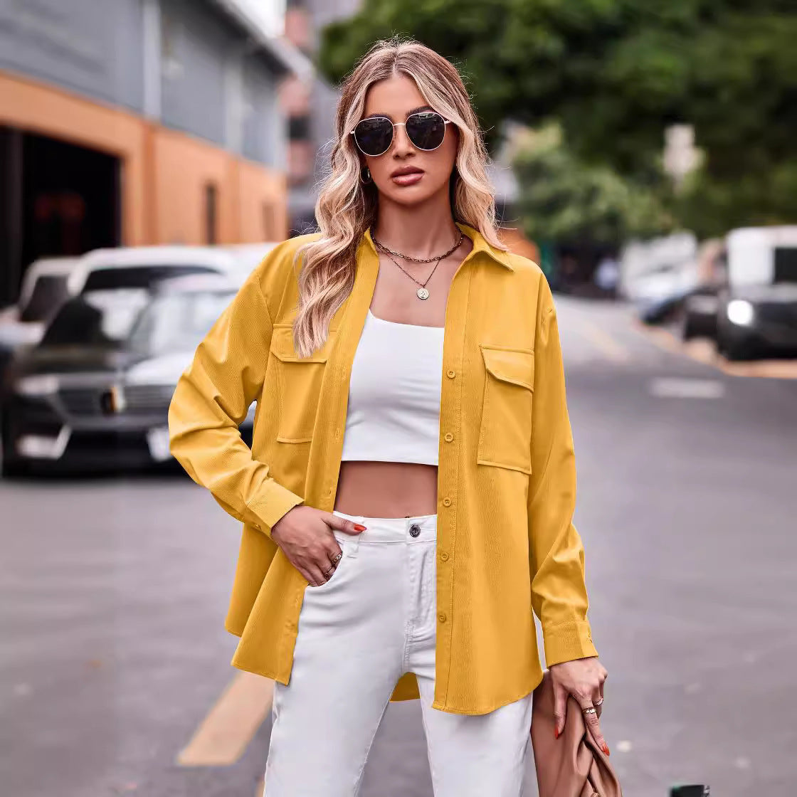 Dame afslappet skjorte med praktisk lomme-design Stilla