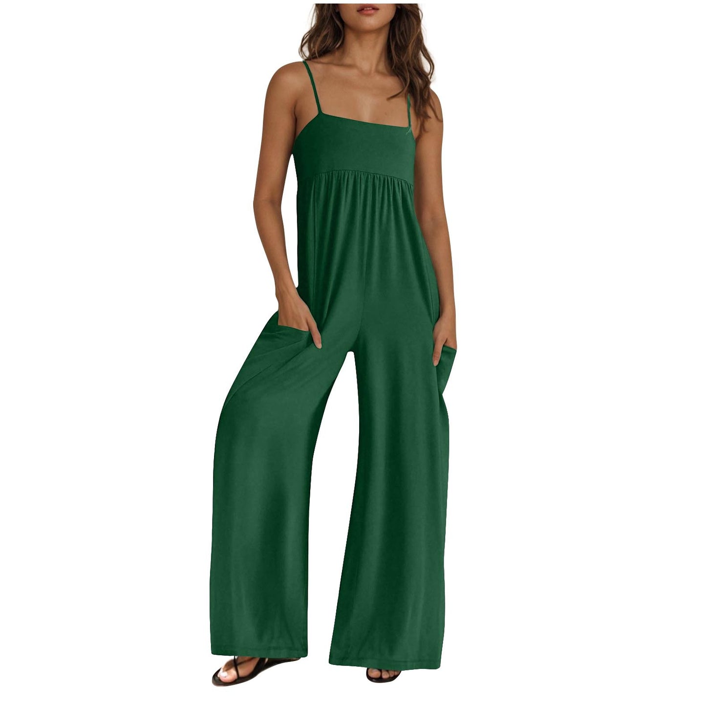 Dame elegant Jumpsuit med bred ben og praktiske lommer Stilla