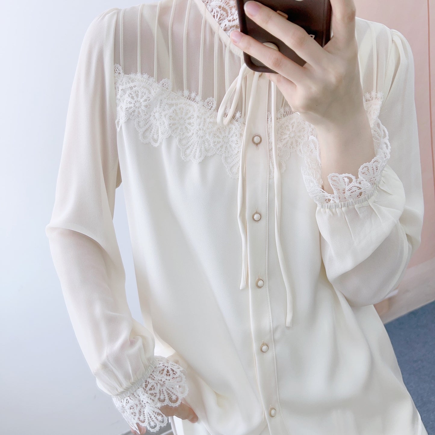 Dame elegant bluse med spids Stilla