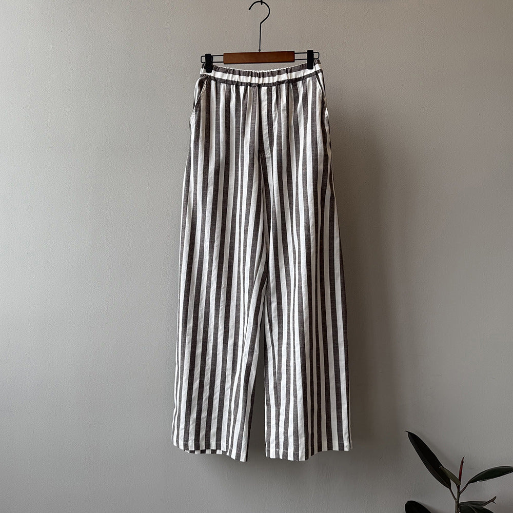 Dame afslappet linnedragt med brede striber Stilla