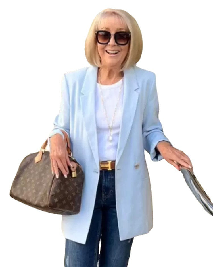 Dame Elegant Blazer i afslappet snit med høj revers Stilla