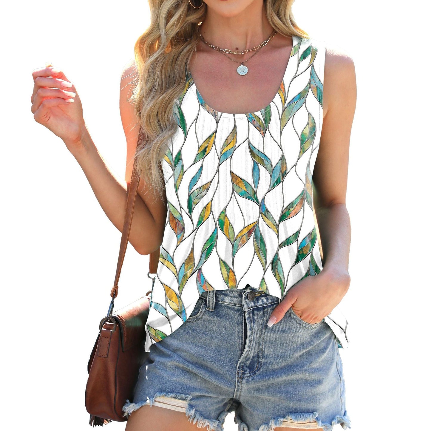 Stilla | Trendy Tie-Dye Print Løs Ærmeløs Tank