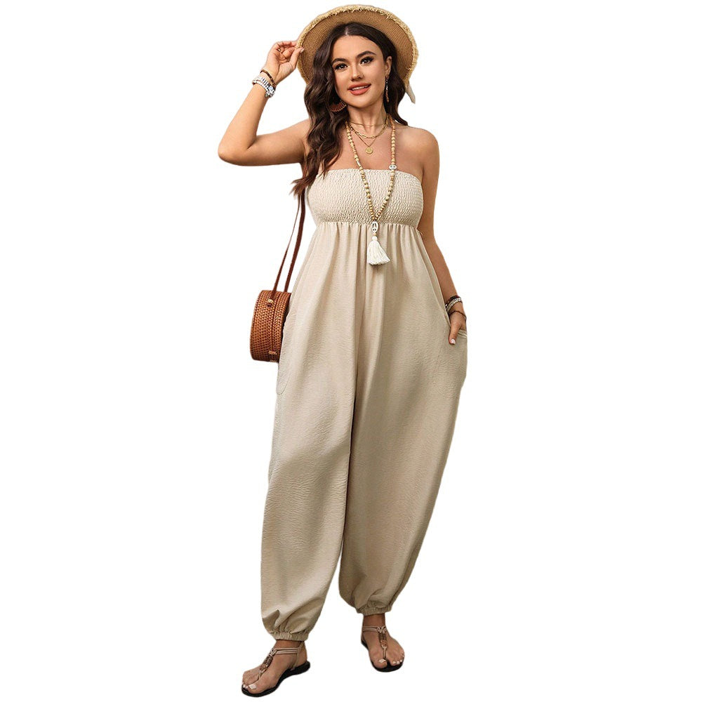 Dame afslappet jumpsuit med elastisk overdel og praktiske lommer Stilla