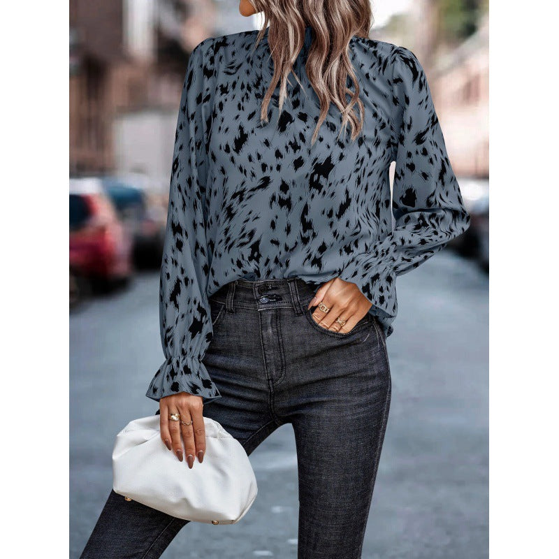 Dame afslappet bluse med høj krave Stilla