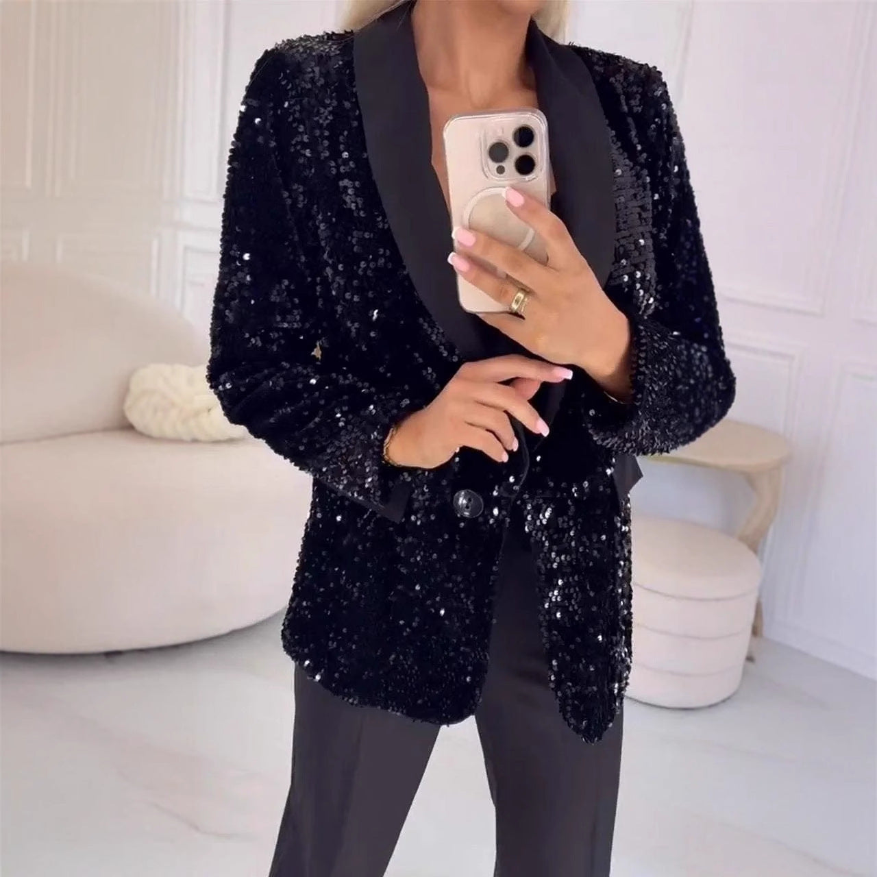 Dame elegant glimmer blazer med skinnende optræden Stiila