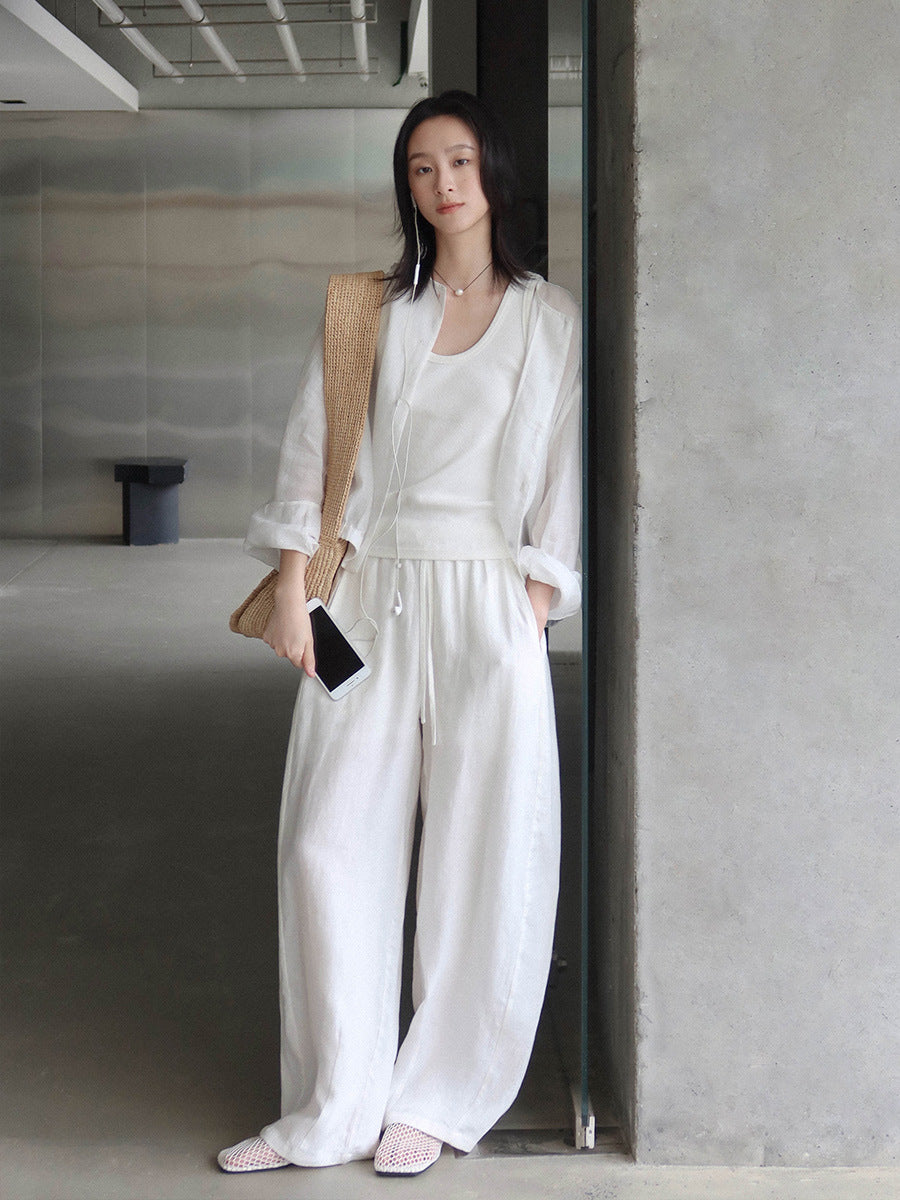 Dame afslappet blusejakke med knaplukning og elastisk kant Stilla