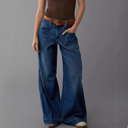 Dame brede jeans med høj talje Stilla