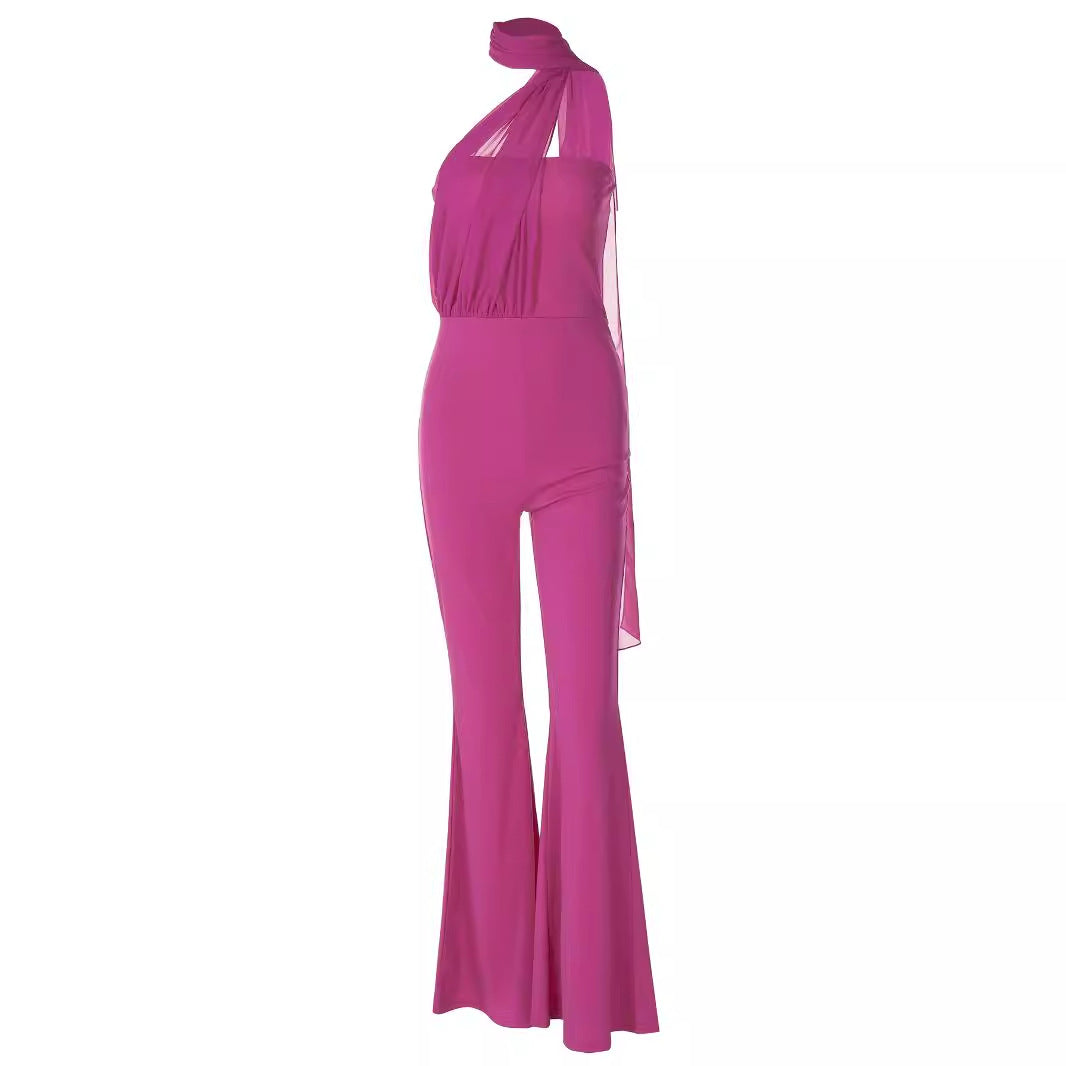 Dame elegant heldragt med asymmetrisk udskæring og svevende kant Stilla