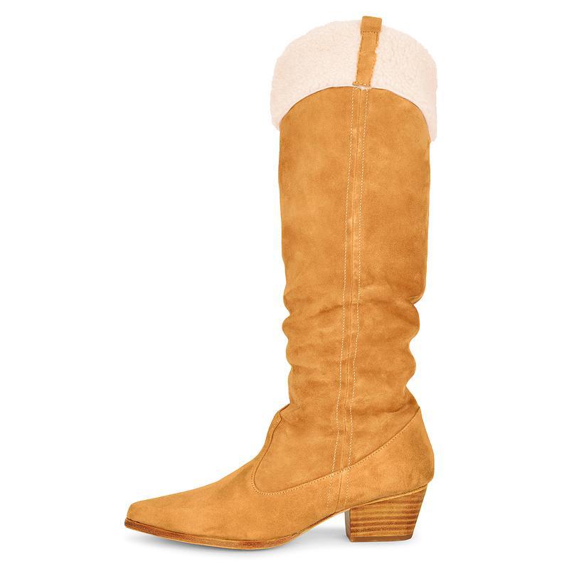 Femme Over-the-Knee Suede Westernstøvler med skulptureret hæl Stilla