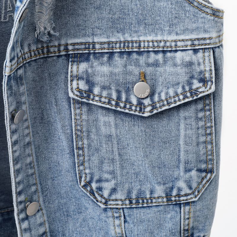 Dame afslappet denimvest med frynser og praktiske lommer Stilla