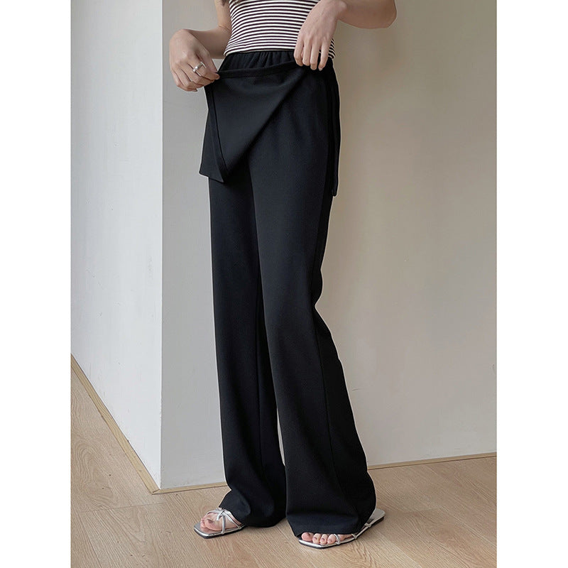 Dame afslappet loungbuks med bredt skåret ben og elastisk talje Stilla