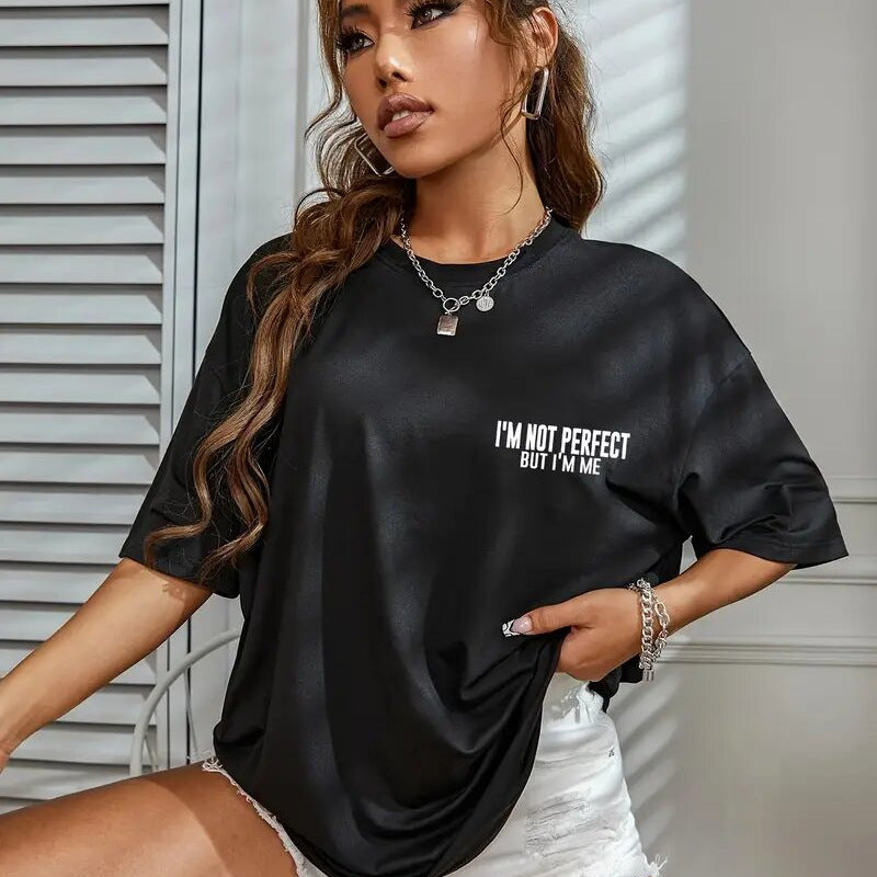 Dame afslappet oversized T-shirt med inspirerende statement Stilla