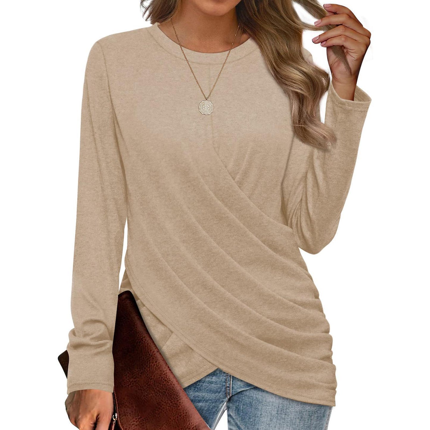 Dame afslappet longsleeve-top med asymmetrisk snit Stilla