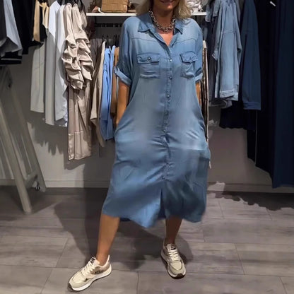 Dame Jeans-Skjorte Kjole med praktiske lommer og moderigtig snit Stilla
