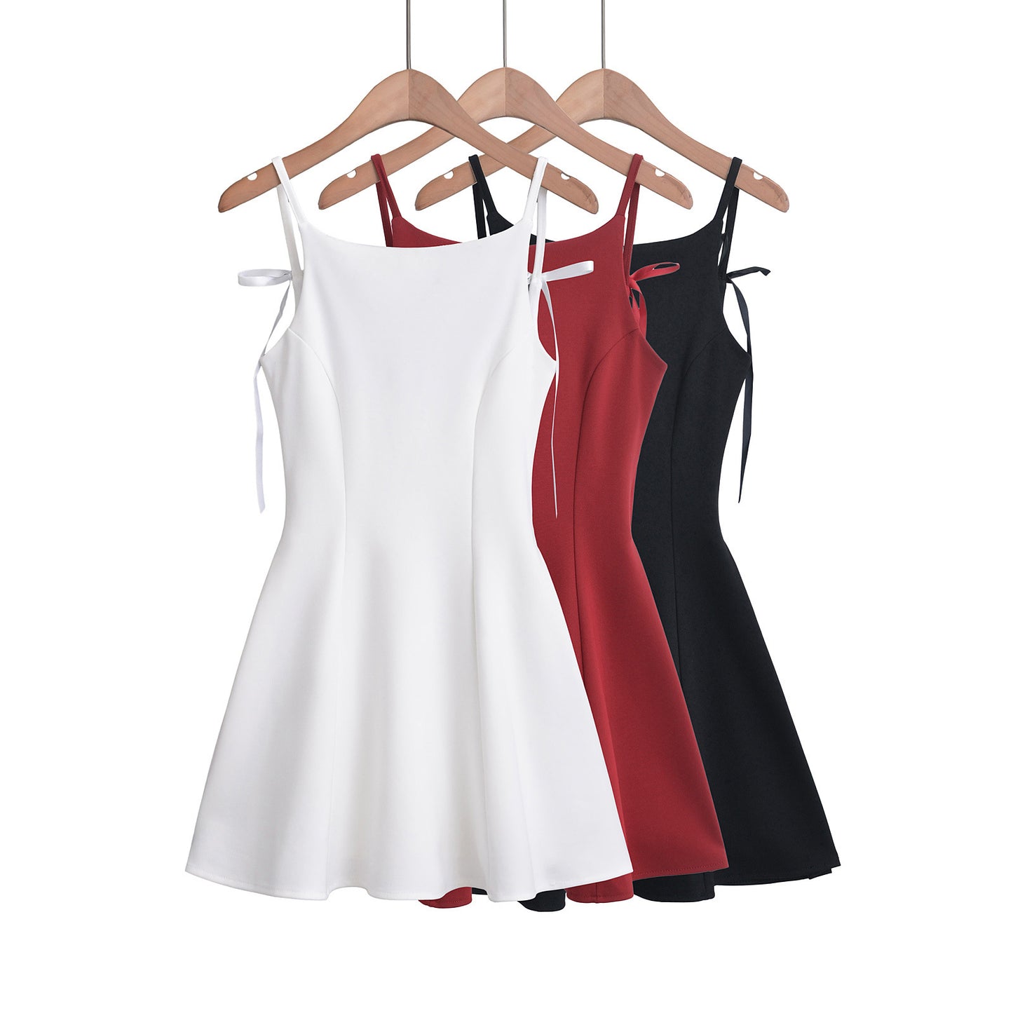 Dame A-linje kjole med legefulde spaghetti stropper og svingende nederdel Stilla