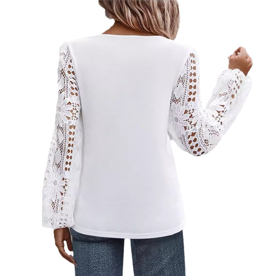 Dame elegant bluse med spidsærmer og kunstnerisk udskæring Stilla