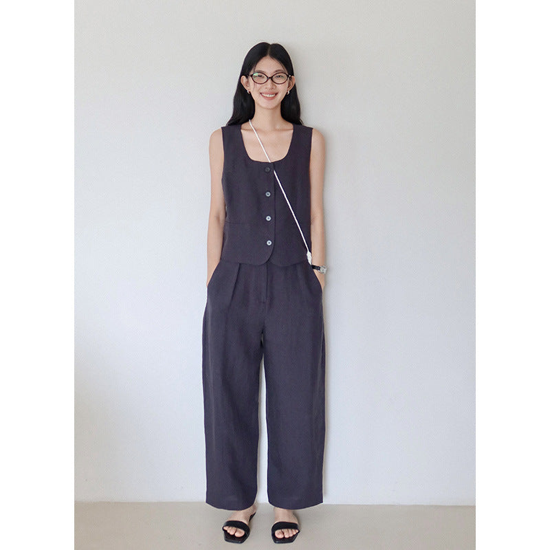 Dame elegant Culotte-bukser med højt foldedesign og løs pasform Stilla