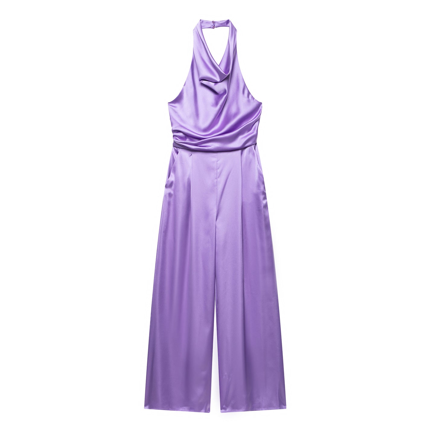 Femme Halterneck Satin Bredbenet Jumpsuit Stilla