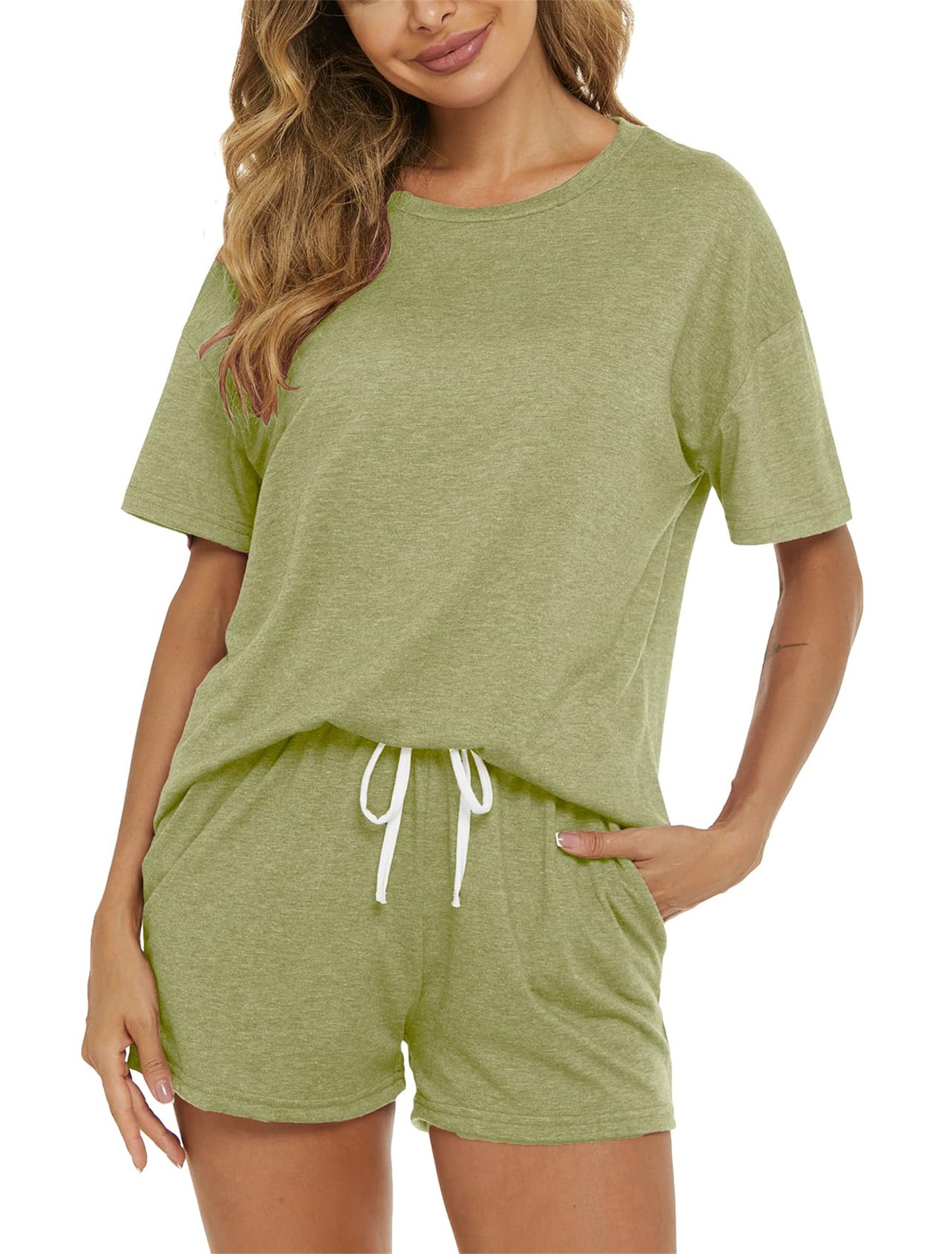 Dame afslappet kortærmet loungewear-sæt med elastisk talje Stilla