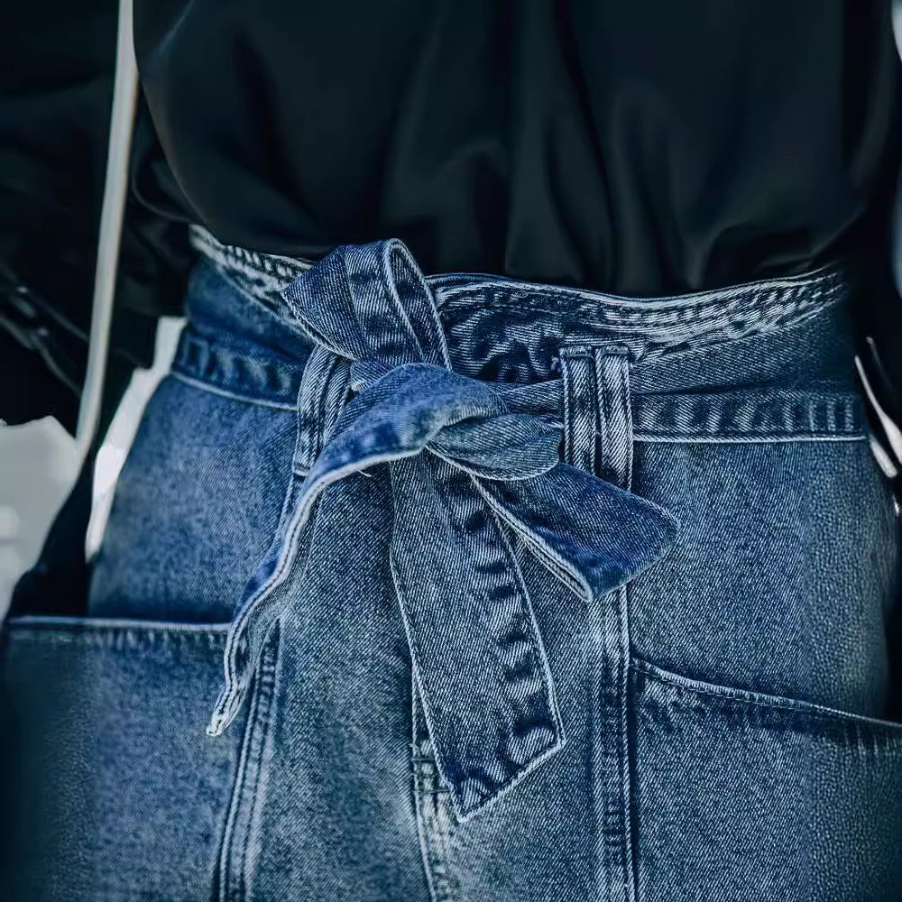 Dame denim shorts med høj talje og tætsiddende snit Stilla