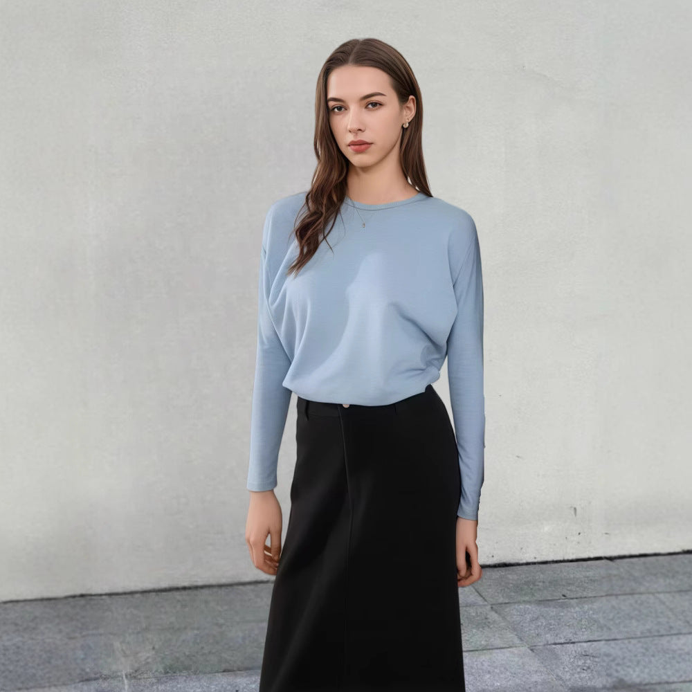 Dame afslappet langærmet t-shirt med blød håndfølelse og afslappet pasform Stilla