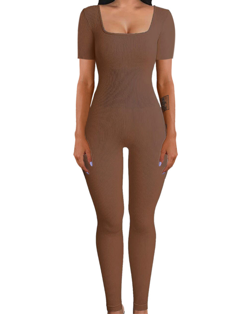 Dame Figurformet Jumpsuit med firkantet udskæring og kort ærme Stilla