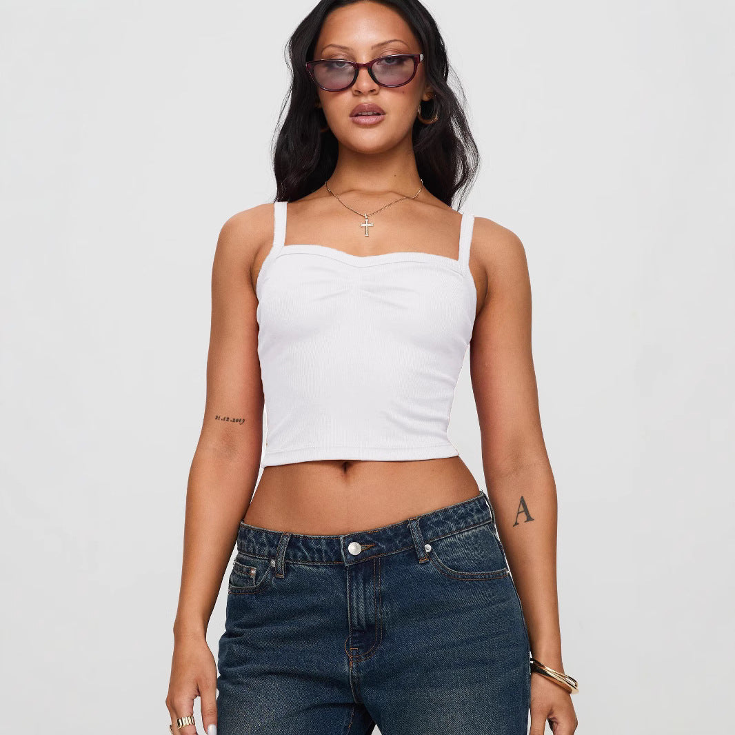 Dame Cropped Top med smalle stropper og elegant talje betoning Stiila