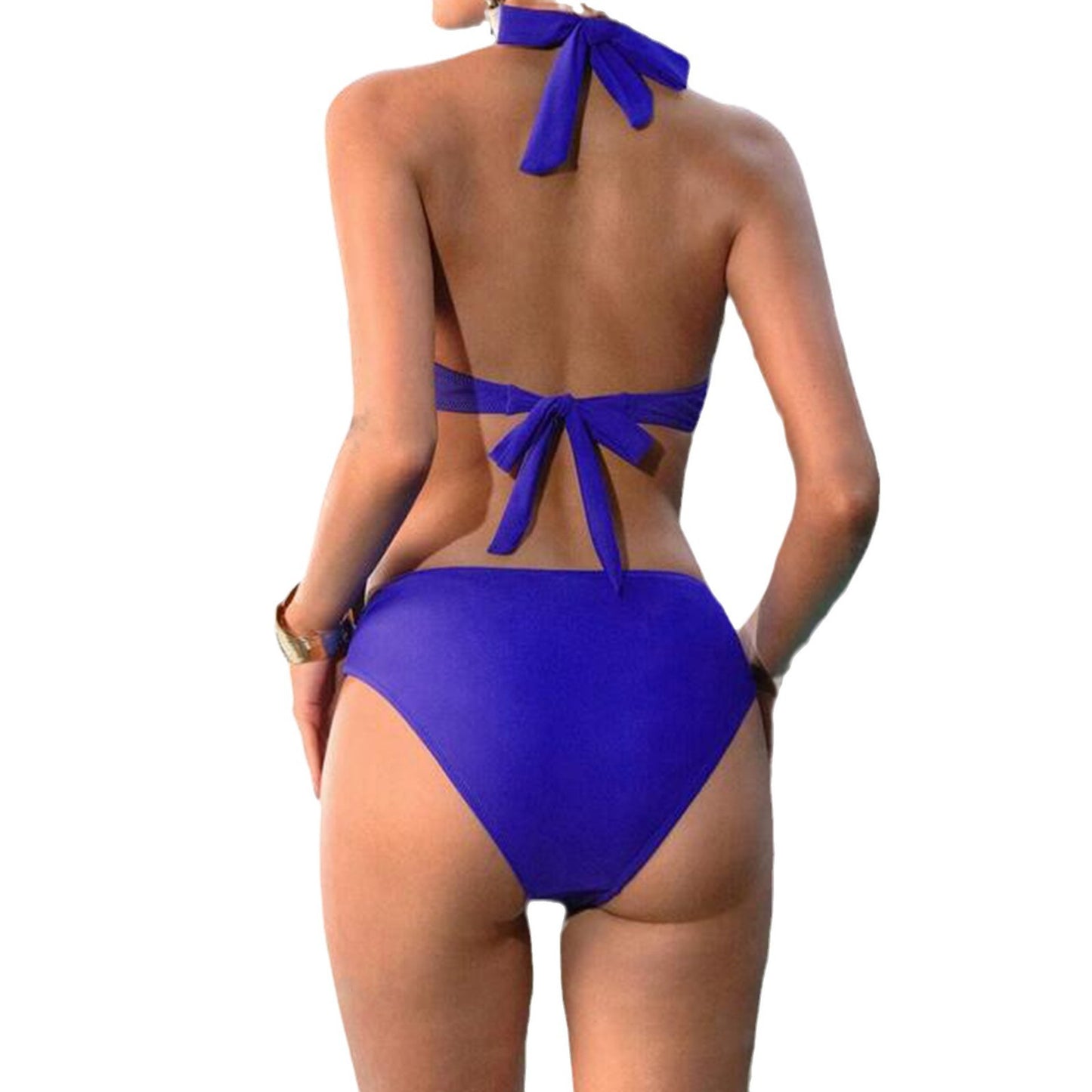 Dame Bandeau-bikini med glamorøs smykke detalje og moderne rynkeelementer Stilla
